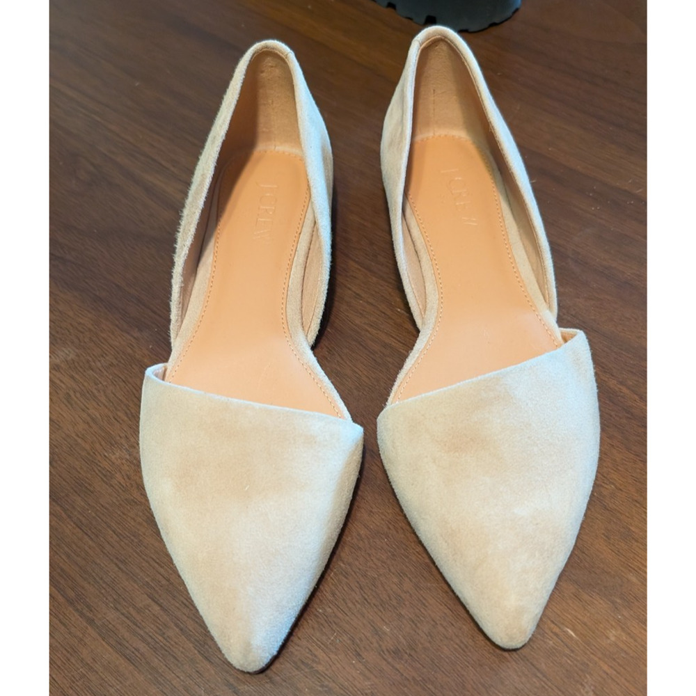 J Crew D'Orsay Flats Shoes Suede Size 6 1/2 Beige‎ NEW NWOB